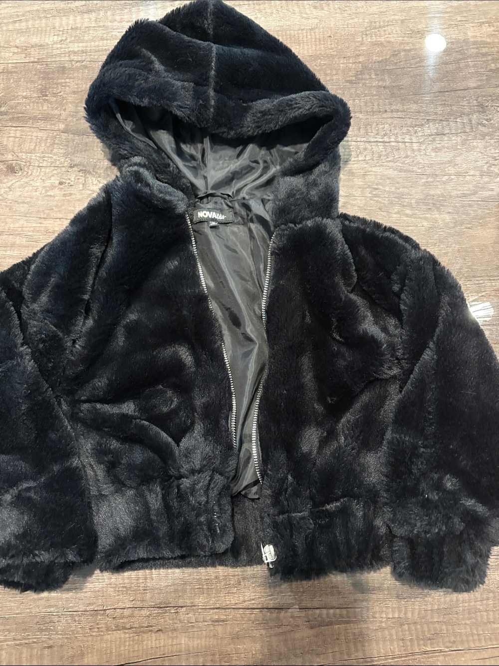 Fashion Nova Kids Black Faux Fur Hooded Puffer Jacket